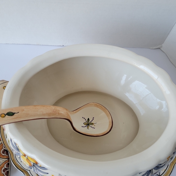 Vintage Holu Ceramic Pottery Portugal Large 4 PC Set Tureen Hand Painted - Picture 6 of 9